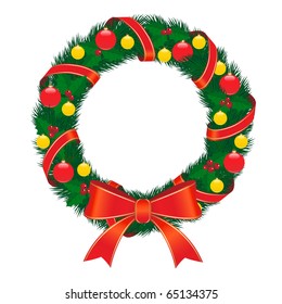 Christmas wreath with red bow