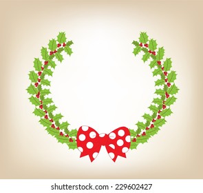 Christmas wreath with red bow background