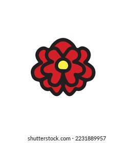 Christmas Wreath with red floral .Sign Christmas element. Outline vector collection.