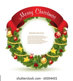 Christmas wreath with Red Ribbon.