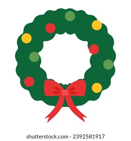 Christmas wreath with red ribbon bow 