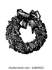 Christmas Wreath - Retro Clip Art