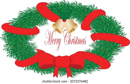christmas wreath and ribbon decoration 