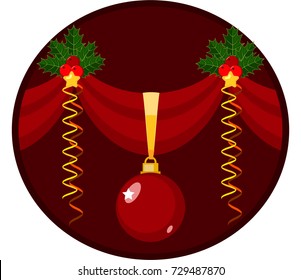 Christmas wreath with ribbons and holly
