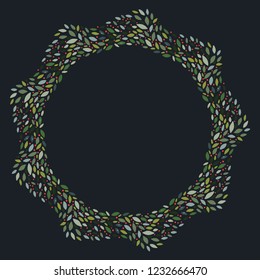 Christmas Wreath with Round Frame for Cards Design Vector Layout with Copyspace Can be use for Decorative Kit, Invitations, Greeting Cards, Blogs, Posters, Merry Christmas and Happy New Year.