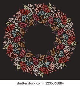 Christmas Wreath with Round Frame for Cards Design Vector Layout with Copyspace Can be use for Decorative Kit, Invitations, Greeting Cards, Blogs, Posters, Merry Christmas and Happy New Year.