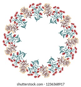 Christmas Wreath with Round Frame for Cards Design Vector Layout with Copyspace Can be use for Decorative Kit, Invitations, Greeting Cards, Blogs, Posters, Merry Christmas and Happy New Year.