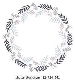 Christmas Wreath with Round Frame for Cards Design Vector Layout with Copyspace Can be use for Decorative Kit, Invitations, Greeting Cards, Blogs, Posters, Merry Christmas and Happy New Year.