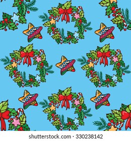 Christmas wreath seamless image (pattern)