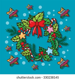 Christmas wreath seamless image (pattern)