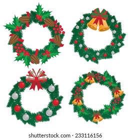 Christmas wreath set in vector