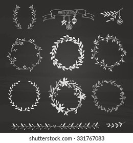 Christmas Wreath Set. Vector Illustration