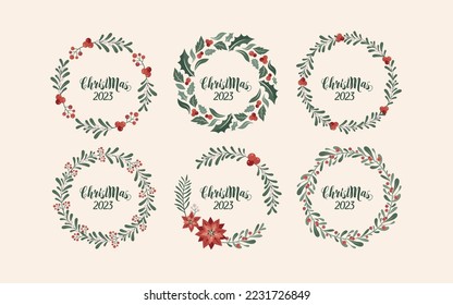  Christmas wreath set with winter floral elements 2023
