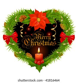 Christmas wreath in the shape of heart