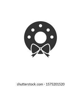 Christmas wreath simple icon. Vector illustration isolated on white background.
