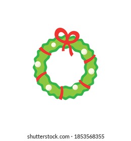 Christmas wreath simple icon. Vector illustration isolated on white background