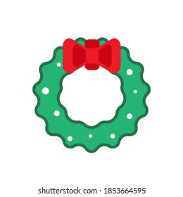 Christmas wreath simple icon. Vector illustration isolated on white background