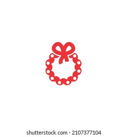 Christmas wreath simple icon. Vector illustration isolated on white background	