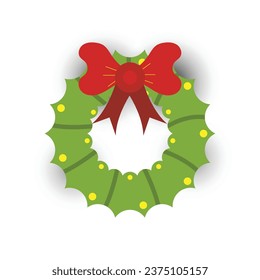 Christmas wreath simple icon. Vector illustration isolated on white background