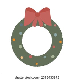 Christmas wreath simple icon. Vector illustration isolated on white background