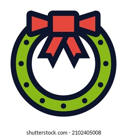 La corona de Navidad. Icono de color del vector simple.