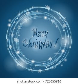 Christmas wreath. Snowfall, Blizzard, Postcard, Eps 10 Vector. Christmas background.