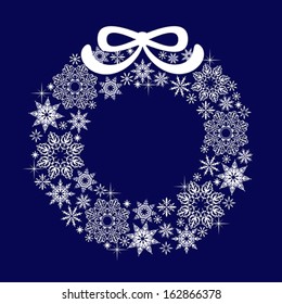 Christmas wreath of snowflakes