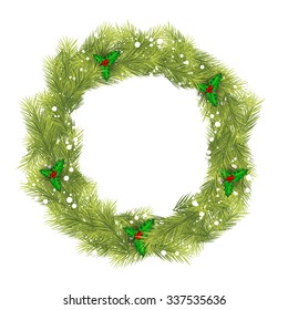 Christmas Wreath with Snowflakes and Mistletoe