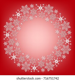 Christmas wreath of snowflakes with place for text