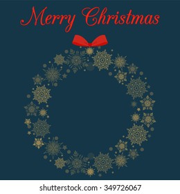 Christmas wreath with snowflakes - vector illustration