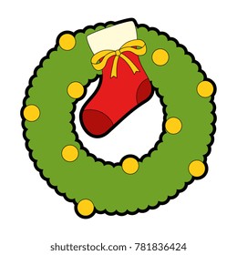 christmas wreath with socks decorative