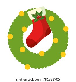 christmas wreath with socks decorative