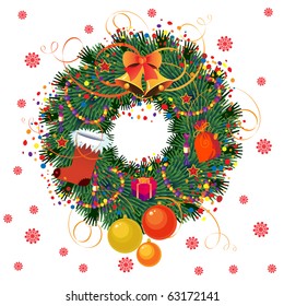 Christmas wreath with space for text. Vector.