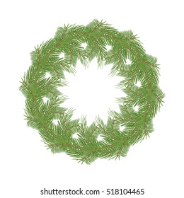 Christmas wreath of spruce branches.Vector illustration.