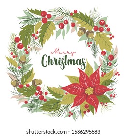 Christmas wreath. Stock vector illustration