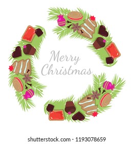 Christmas wreath with sweets