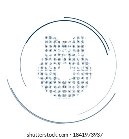 The christmas wreath symbol filled with dark blue dots. Vector illustration on white background