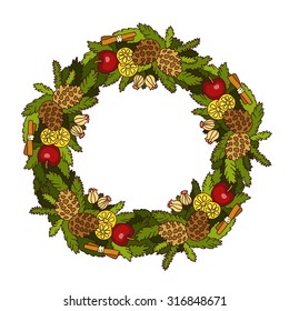Christmas wreath in vector.