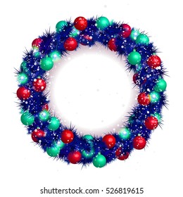 Christmas wreath vector Christmas balls on white background