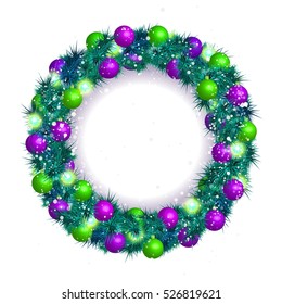 Christmas wreath vector Christmas balls on white background