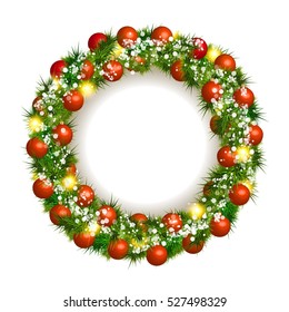 Christmas wreath vector Christmas balls on white background