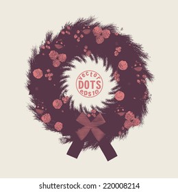 christmas wreath, vector dots eps10