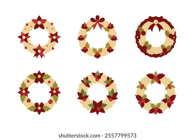 Christmas Wreath vector elements bundle for Merry Christmas festival
