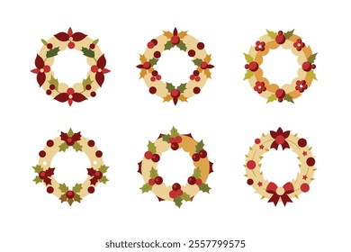 Christmas Wreath vector elements bundle for Merry Christmas festival