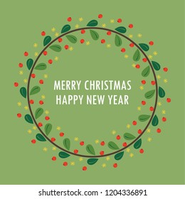 Christmas wreath vector. free space for text. wallpaper.