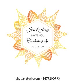 Christmas wreath. Vector hand drawn sketched engraved illustration with ribbon tand raditional christmas decoration element Great for greeting, textile, invitation card, holiday banner