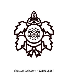 Christmas wreath vector icon