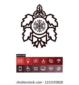 Christmas wreath vector icon