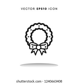 Christmas wreath vector icon