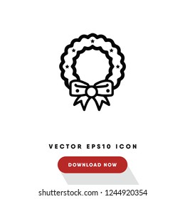 Christmas wreath vector icon